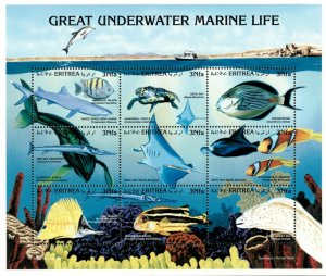 Eritrea 1997 - Great Underwater Marine Life - Sheet of 9 - Scott 297 - MNH