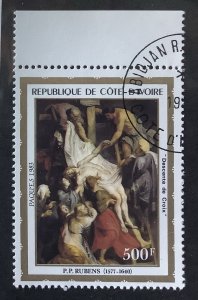 Ivory Coast 1983 Scott 678 CTO - 500fr,   Easter,  painting by Peter Paul Rubens