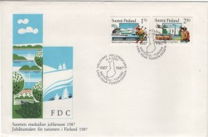 Finland 1987 FDC Sc 748-749 Winter, summer National Tourism 100th ann