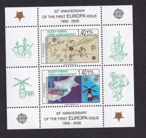 Cyprus  Turkish  #606-607a  MNH 2006 sheet Europa stamps 50th anniversary  perf.