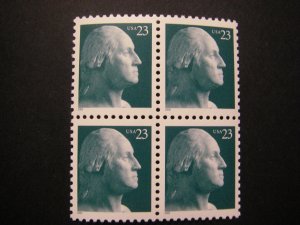 Scott 3616, 23c Washington, Block of 4, MNH Regular Water Activated Beauty