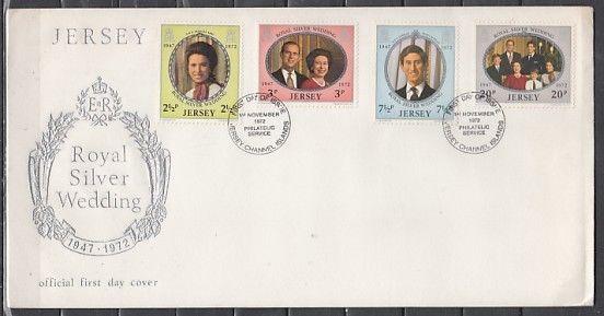 Jersey, Scott cat. 73-76. Royal Silver Wedding issue. First day cover. ^