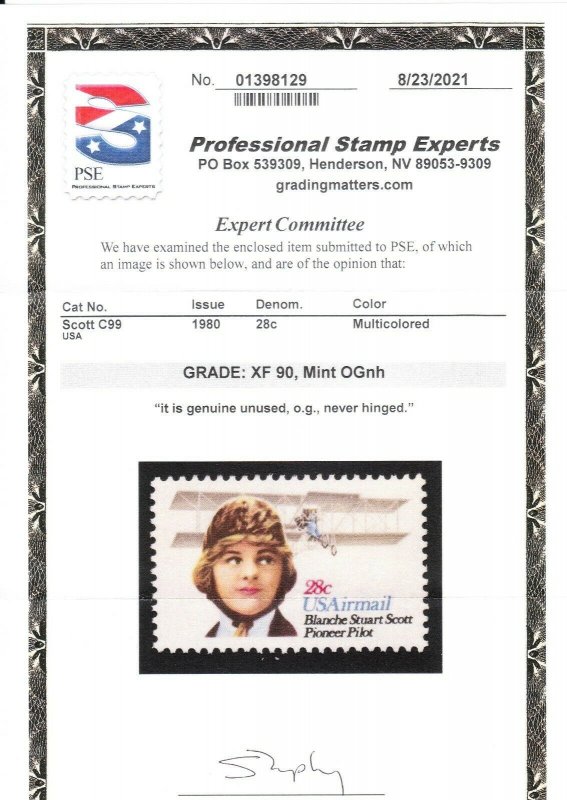 MOstamps - US #C99 Mint OG NH Graded XF 90 with PSE Cert - Lot # MO-3559 SMQ $15 