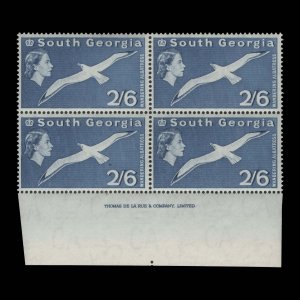 South Georgia 1963 (MNH) 2s6d Wandering Albatross imprint block ✔️