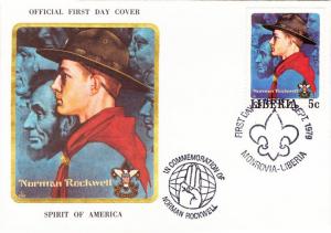 Liberia  Norman Rockwell - Spirit of America (1979) FDC