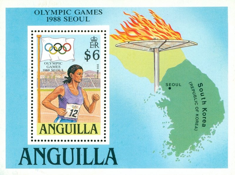 R62-0046 ANGUILLA 763 MH SS  OLYMPICS  SCV $5.75 BIN $2.50