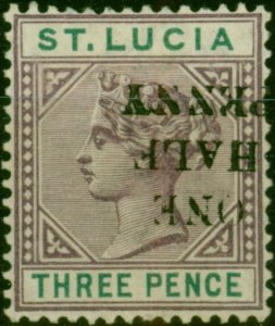 St Lucia 1891 1/2d on 3d Dull Mauve & Green SG56b Surch Inverted Fine MM Rare...