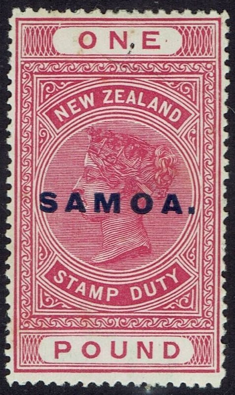 SAMOA 1914 QV NEW ZEALAND £1 PERF 14½  X 14 