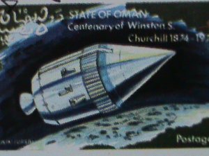 OMAN STAMP-1974 CENTENARY OF WINSTON CHURCHIL-SPACE PROGRAMS  CTO SHEET VF