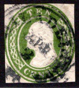 Scott U15, 10c, green, Cut Square Envelope, Used, USA BOB Stamp