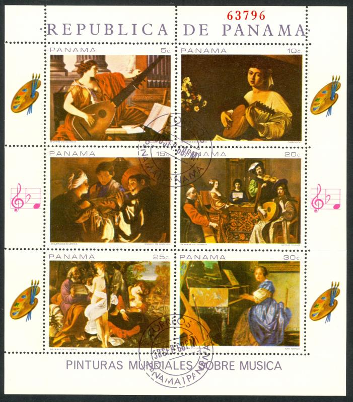 PANAMA 1968 MUSICAL INSTRUMENTS MUSICIANS Set in Sheet Sc 488 CTO USED FOLDED