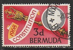 1968 Bermuda - Sc 222 - used VF - 1 singles - Mace