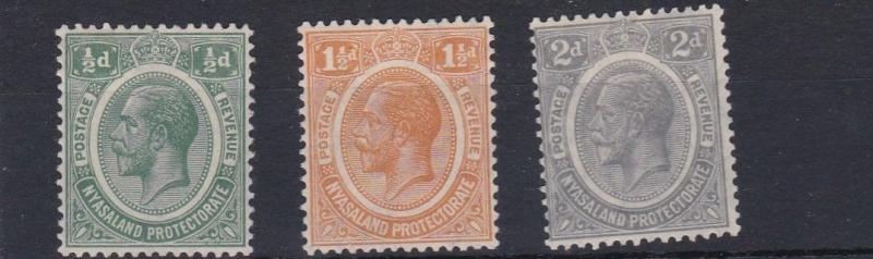 NYASALAND  1921 - 33  S G  100 - 103  VARIOUS VALUES TO 2D   MH