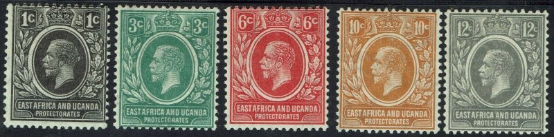 EAST AFRICA & UGANDA 1921 KGV 1C - 12C WMK MULTI SCRIPT CA  