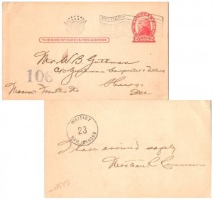 United States A.E.F. World War I 2c Red Jefferson Postal Card 1918 Military P...