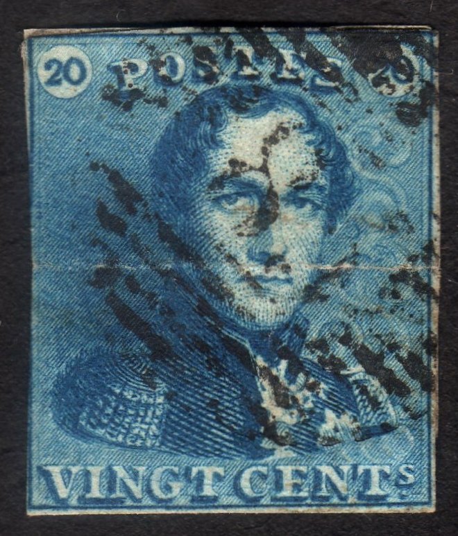 1849, Belgium 20c, Used, restored, Sc 2