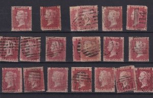 GB QV 1864 1d Red Collection (21) SG43/44 Fine Used BP16285