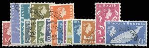 South Georgia #1-15 (SG 1-15) Cat£75, 1963 1/2p-£1, fifteen values, used