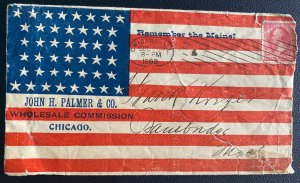 1898 Chicago IL USA Flag cover To Banebridge MI Remember The Maine !