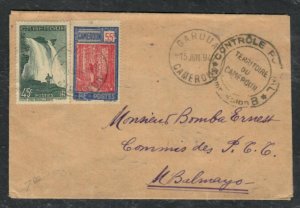 CAMEROUN 1942 COVER CENSOR 45C+55C  GAROUA  TO BALMAYO P0229H