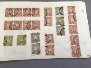 Japan vintage stamps on part album pages Ref 65033