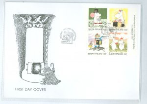 Finland 1067-1070 1988 moomin cartoon characters, booklet pane of 4 on unaddressed, cacheted cover