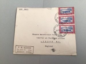 Western Samoa 1953 airmail  to England stamps cover  Ref 61902