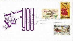 1974 FDC, #1550-1552, 10c Christmas, neat cachet