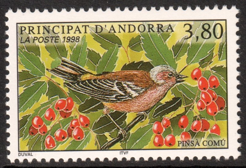 Andorra (French) #494  MNH - Birds Finch (1998)