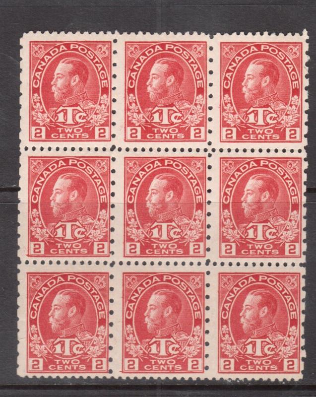 Canada #MR5 Mint Fine Block Of Nine - Seven Never Hinged Stamps - Two Hinged