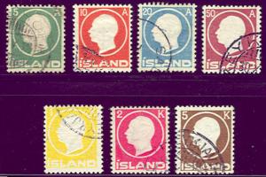 ICELAND #92-8 Fred VIII Complete set, used proper cancels, Scott $452.00