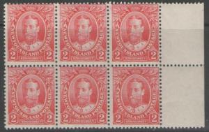 NEWFOUNDLAND SG118 1911 2c CARMINE BLOCK OF 6 MNH