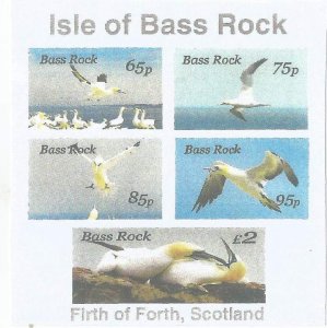 BASS ROCK ISLAND - 2014 - Birds - Imperf 5v Sheet - M N H - Private Issue