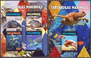 Mozambique 2016 Reptiles Turtles Marines Sheet + S/S MNH