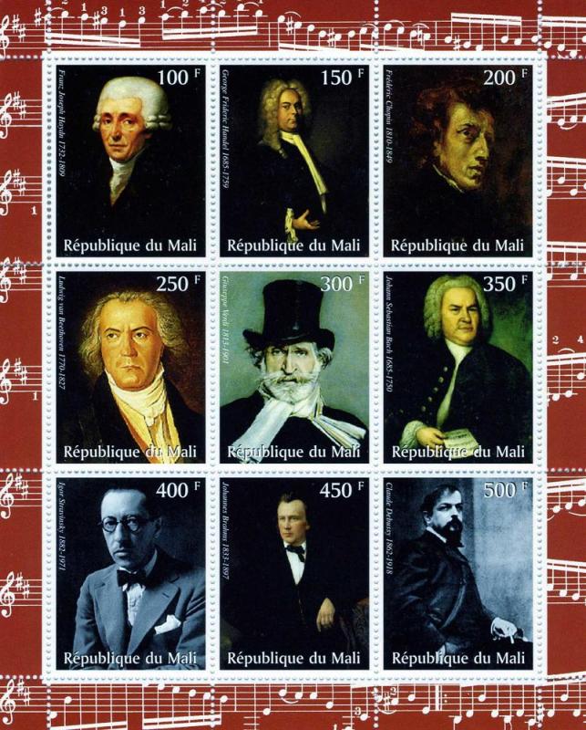 CLASSICAL MUSICIANS Sheet Perforated Mint (NH)