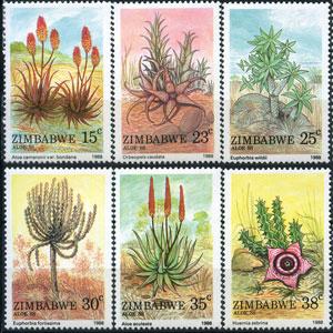 ZIMBABWE 1988 - Scott# 566-71 Aloes Set of 6 NH