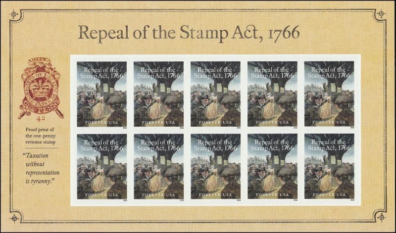 US 5064 Repeal of the Stamp Act 1766 forever sheet MNH 2016