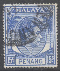 Malaya Penang Scott 13 - SG13, 1949 George VI 15c used