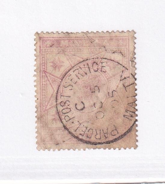 MALTA # 14 VF-5sh ROSE PARCEL SERVICE SON CANCEL CAT VALUE $129