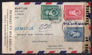 HAITI 1943 WAR TIME DOUBLE CENSORED IN HAITI AND US AIR MAIL COVER PORT AU PRINC