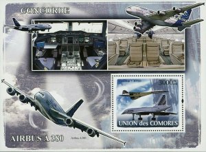Concorde Stamp Airplane Airbus A 380 Concorde F-BTSD S/S MNH #1943 / Bl.447