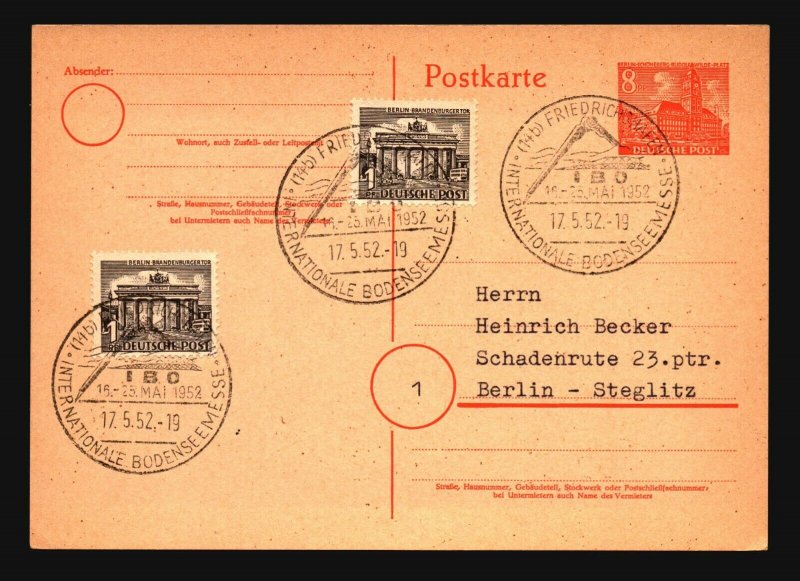 Germany SC# 9N42 on 1952 Uprated Event Card - L995