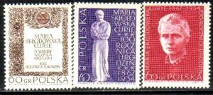 Marie Curie, Physicist, Nobel Prize, Poland SC#1518-20 MNH