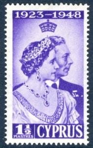CYPRUS-1948 Royal Silver Wedding 1½pi Violet with extra decoration Sg 166a LMM