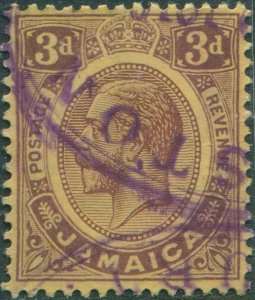 Jamaica 1912 SG62 3d purple on yellow KGV FU