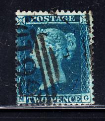 Great Britain used #17 2p Victoria Position MG Hairlines