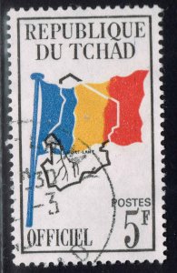 Chad ~ #O3 ~ Flag and Map ~ Used