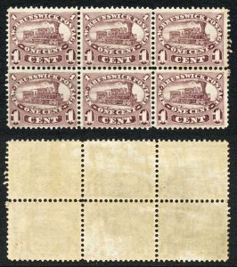 New Brunswick SG8 1c Purple Block of 6 U/M Cat 420++ pounds