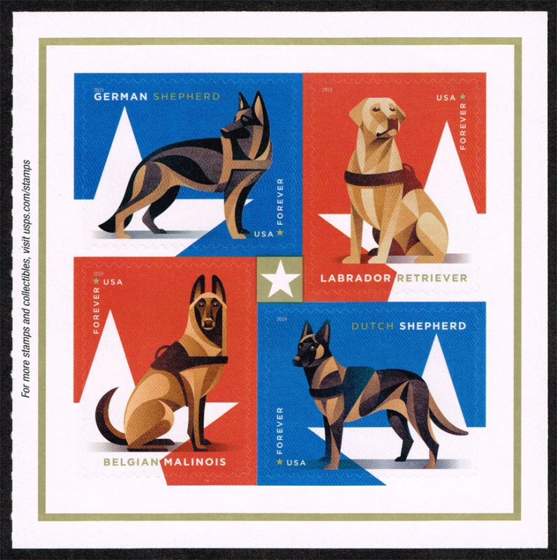 US #5408a Working Dogs Pane of 4; MNH (4.40) (5Stars)