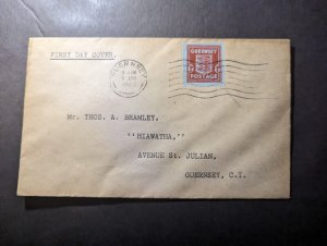 1942 England British Channel Islands First Day Cover FDC Guernsey CI Local Use